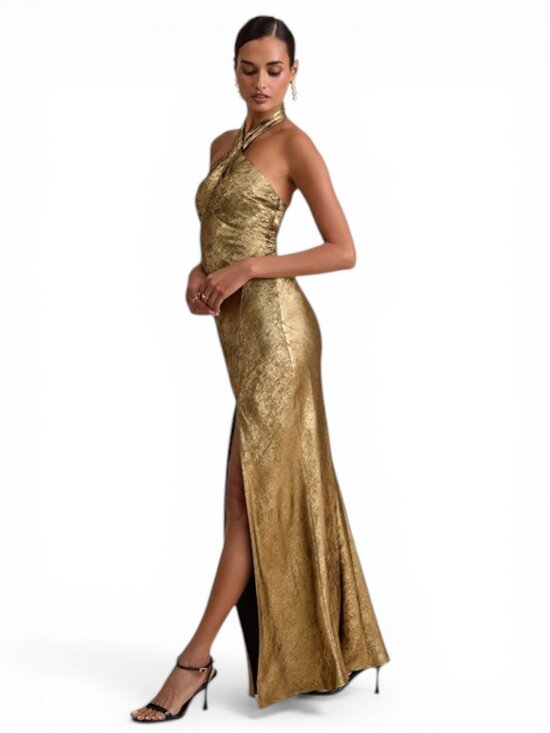 shiny halter dress Rhinestone Collar Halter Dress-Black – Aclosy main image 1